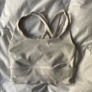 Lululemon Women's Cream Ribbed Sports Bra